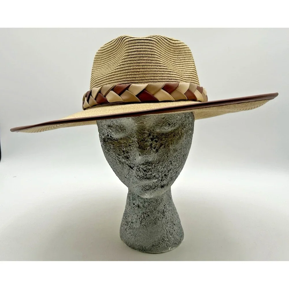 San Diego Hat Company Natural‎ Beige Fedora Crown Woven Paper Sun Brim Hat